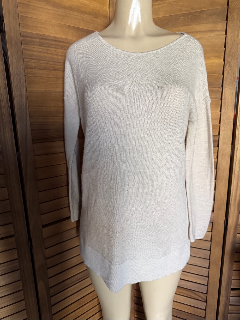 J. Jill Cream Scoop Neck Lightweight Knit Sweater
